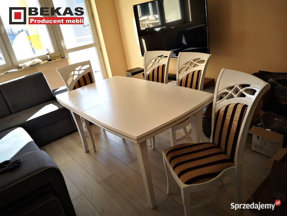 Stylowy Komplet Skandynawia Stół Krzesla Biały kujawsko-pomorskie Bydgoszcz sprzedam