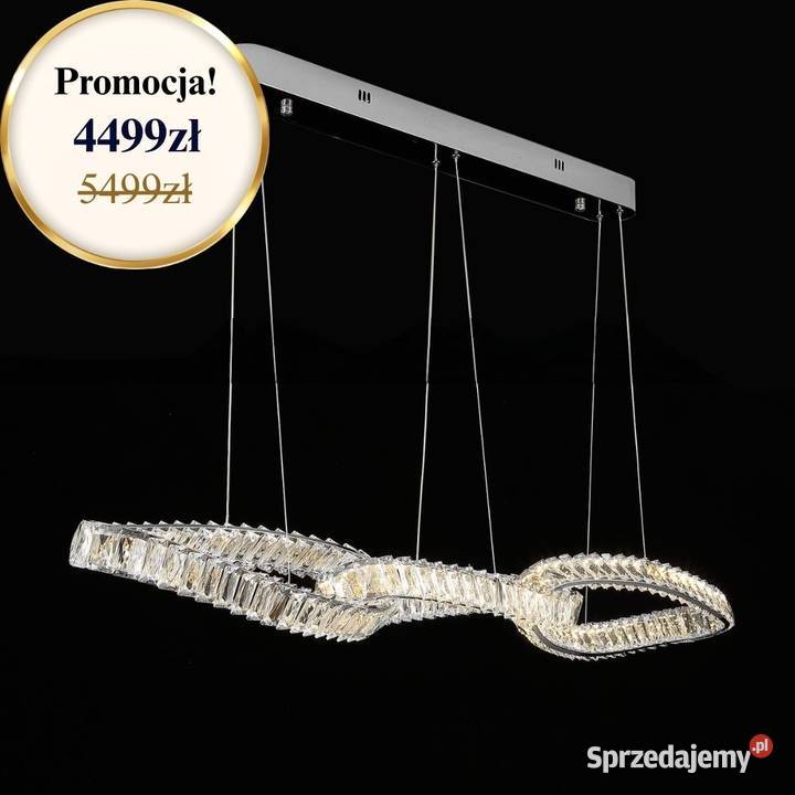 Żyrandol kryształowy nowoczesny srebrny podłużny Warszawa sprzedam