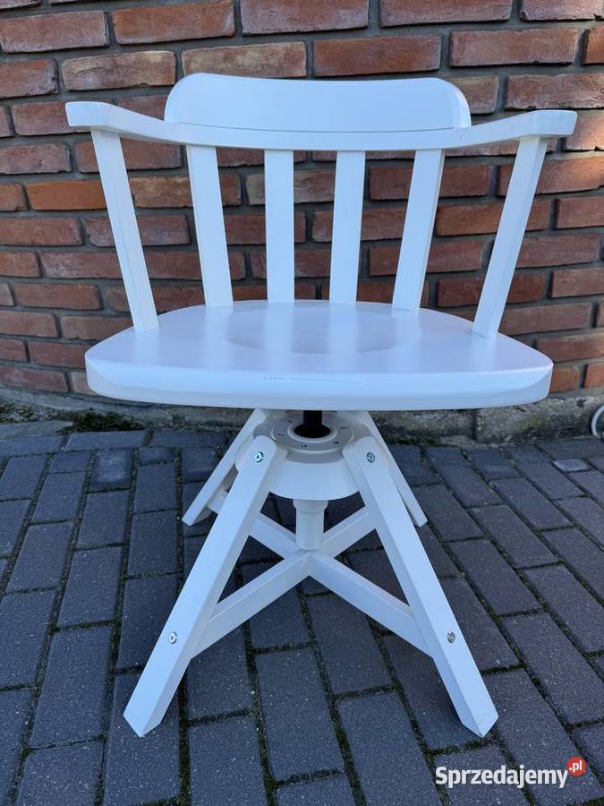 Krzesło drewniane białe do biurka Ikea fotel
