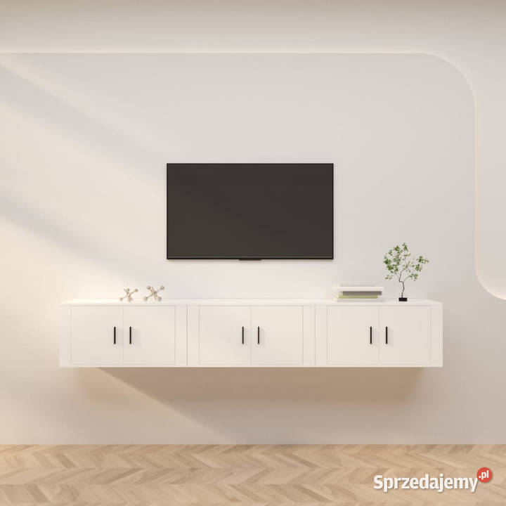 Wiszące szafki telewizyjne 3 białe 80x345x40 Warszawa
