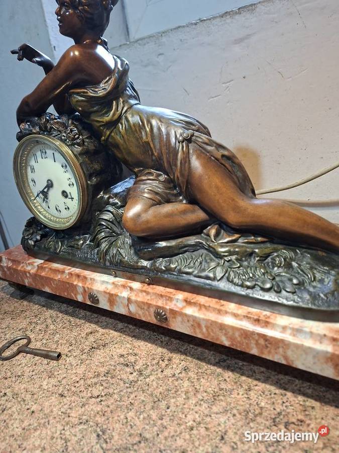 Kominkowy zegar francuski marmurowy stary Rzeszów