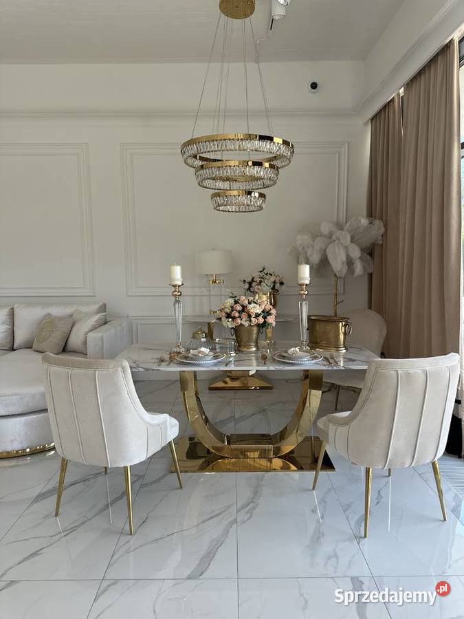 Żyrandol kryształowy złoty designerski ring Warszawa