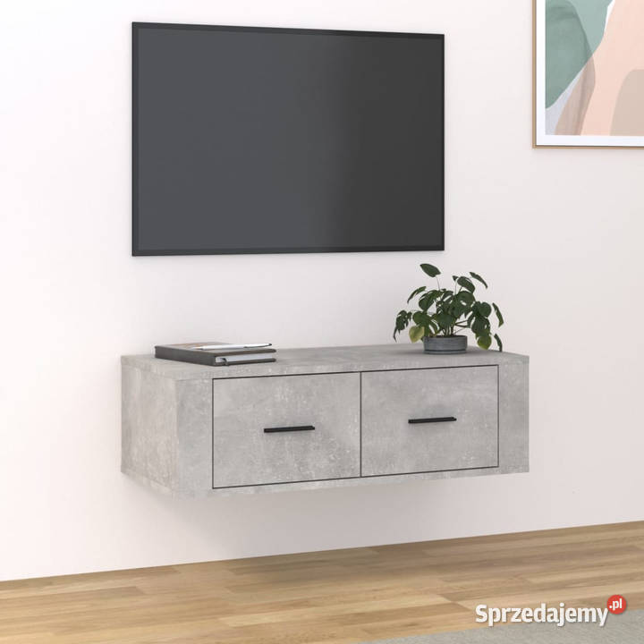 Wisząca szafka TV szarość betonu 80x36x25