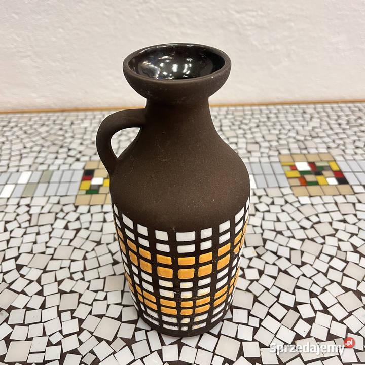 Ceramiczny wazon z uchem Strehla Keramik Niemcy wielokolorowy sprzedam