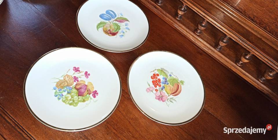 3 Talerze Bareuther Bavaria Owoce z kwiatami Gdańsk