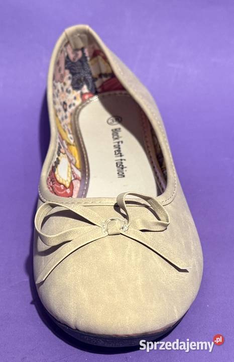 Beżowe gładkie baleriny z kokardą rozmiar 37 inna Żyrardów