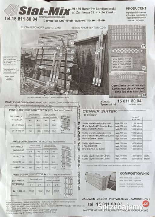 Panele słupek łącznik ceownik obejma płyta Baranów Sandomierski