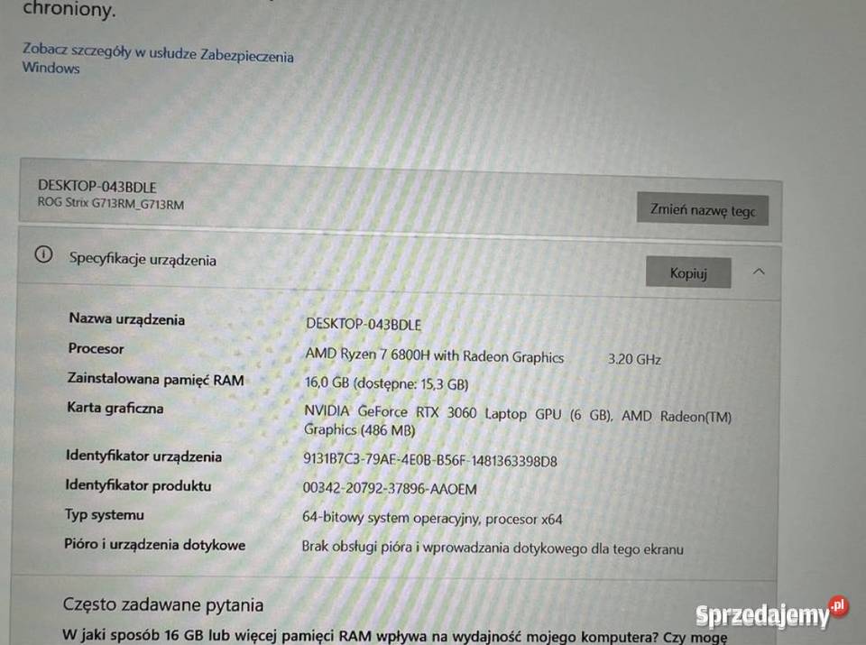 Asus ROG Strix G17 R7 16x47GHZ IPS 240HZ 2TB