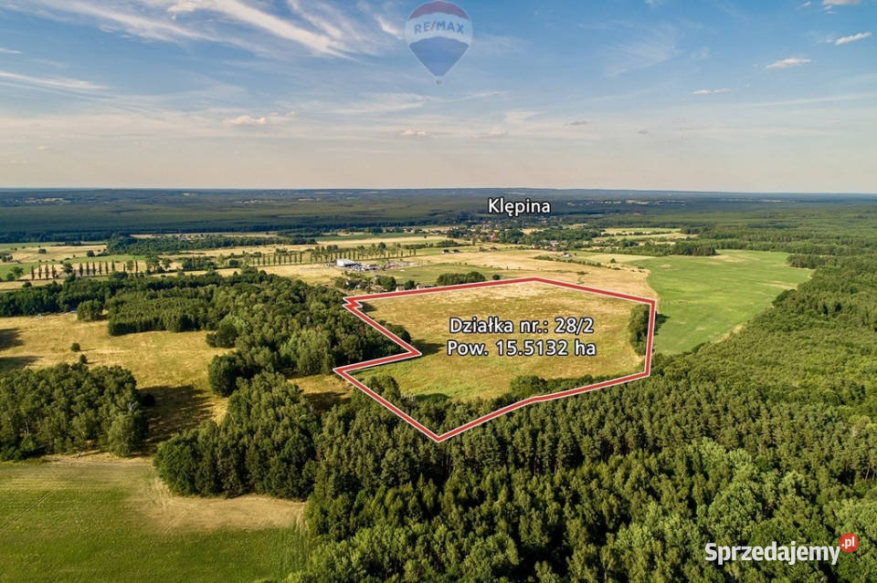 Duża działka rolna 155132 ha dopłaty 0m Klępina