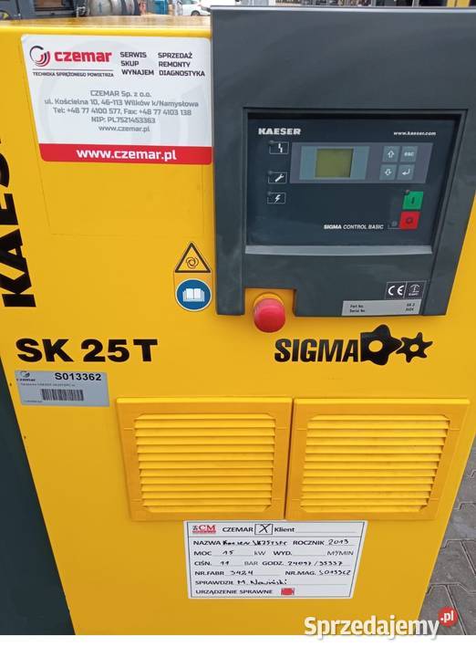 Sprężarka śrubowa KAESER SK25 TSFC 15kW 255m opolskie Wilków sprzedam