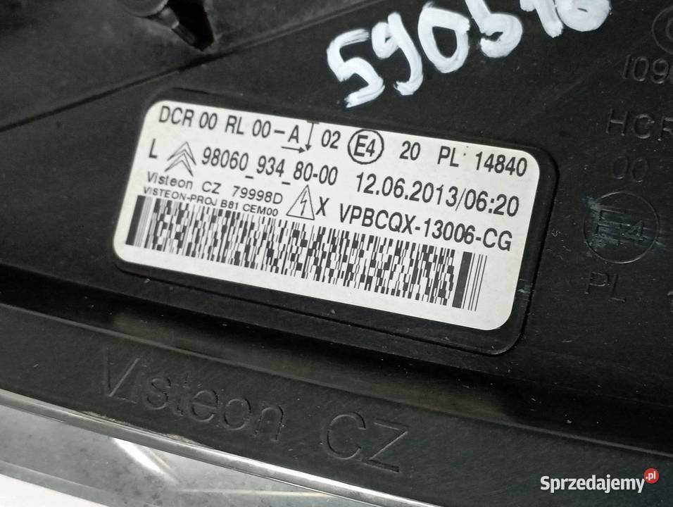 LAMPA PRZÓD LEWA XENON EUROPA 9806093180 Citroen sprzedam