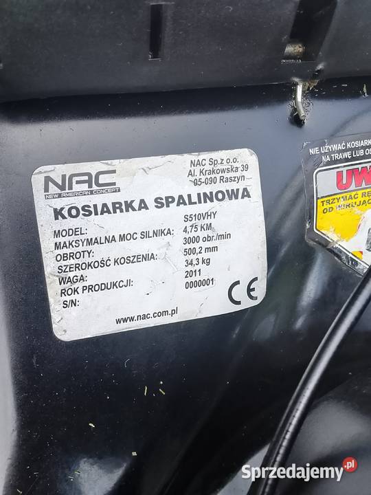 Kosiarka NAC 475 z napedem koszem Jasło