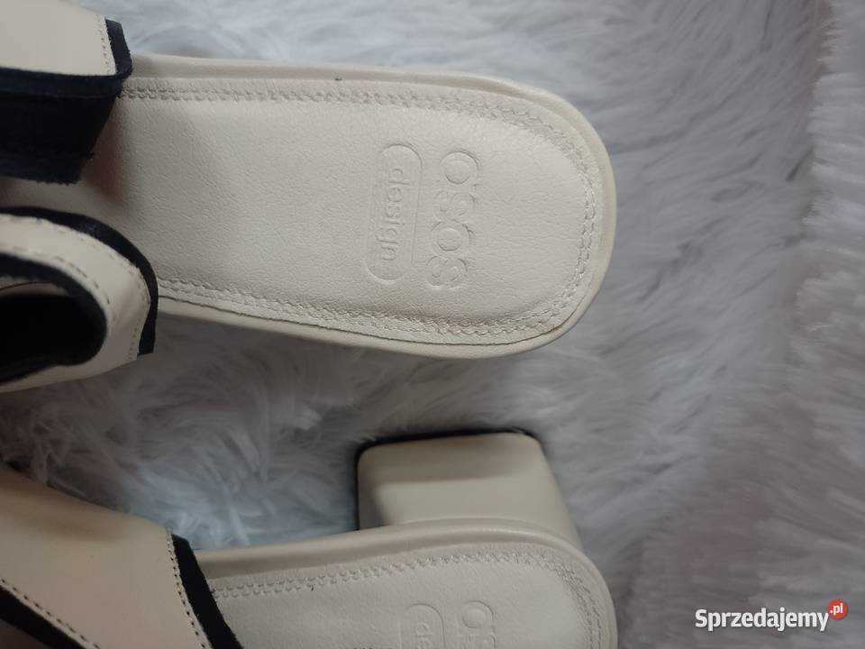 41 ASOS Kremowo czarne czółenka z odkrytą piętą Kraków