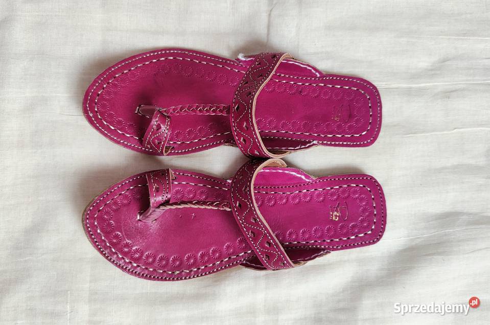 Skórzane japonki kohalpuri 39 fiolet orientalne inna Szczecin sprzedam