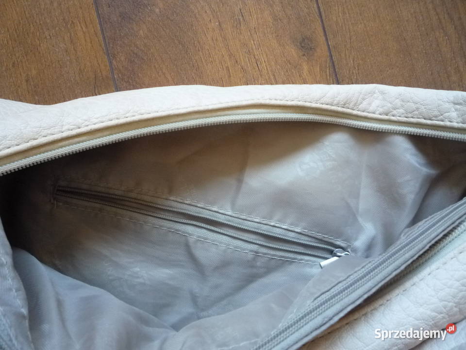 Beżowa torebka Pojemna Duża Mieści format A4 na Szczecin