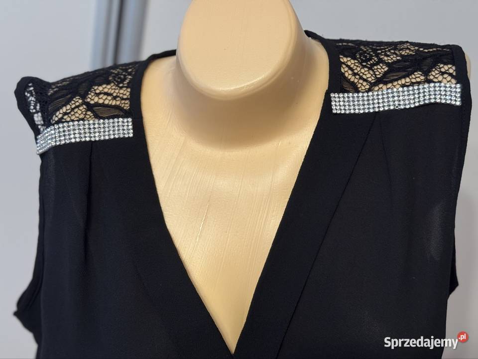 Elegancka czarna bluzka damska Bluzki i koszule Pruszków