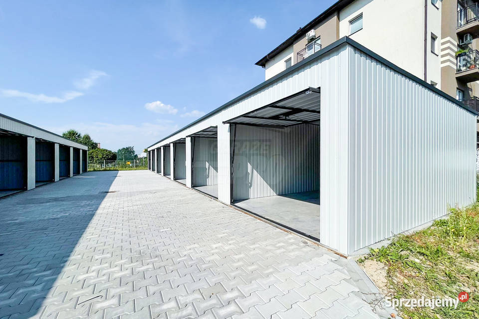 Rząd garaży 28x55m 7x bramy uchylne dach spad w 154m2 Sprzedaż Turek