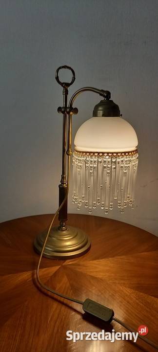Stara mosiężna lampa z ruchomym ramieniem klosz łódzkie Skierniewice