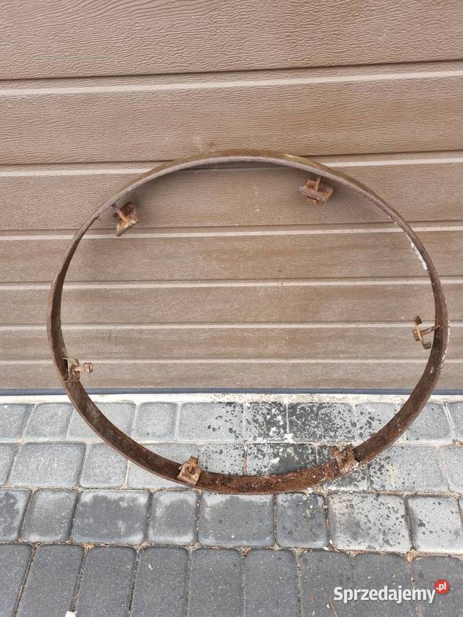 Stara duża obręcz koło na obraz z mchu zegar Rękodzieło lubelskie Lublin