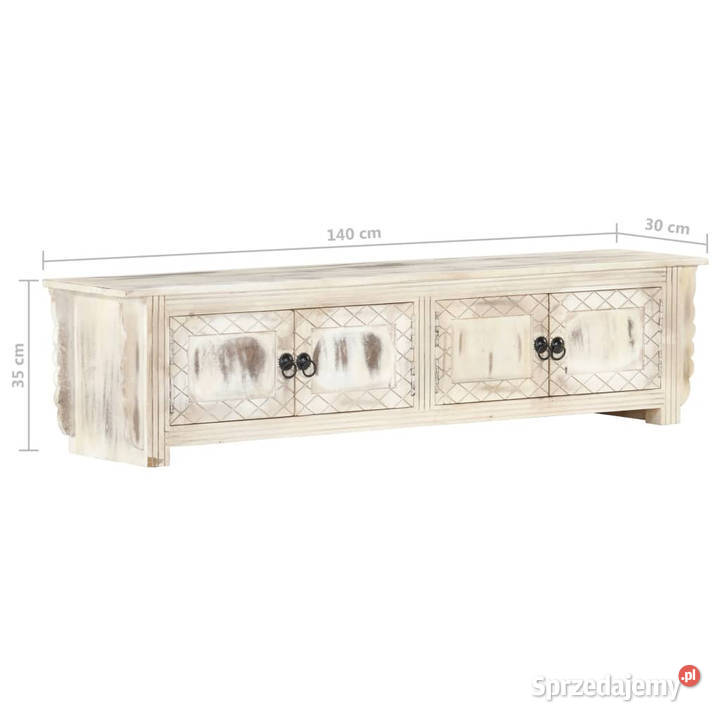 Szafka pod TV biała 140x30x35 lite drewno mango Warszawa