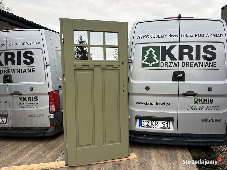 Drzwi zewnętrze drewniane czarne 9017 CAŁA