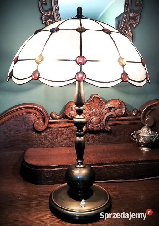 Lampa mosiądz witraż szkło gięte kaboszony Antyki Wysoka