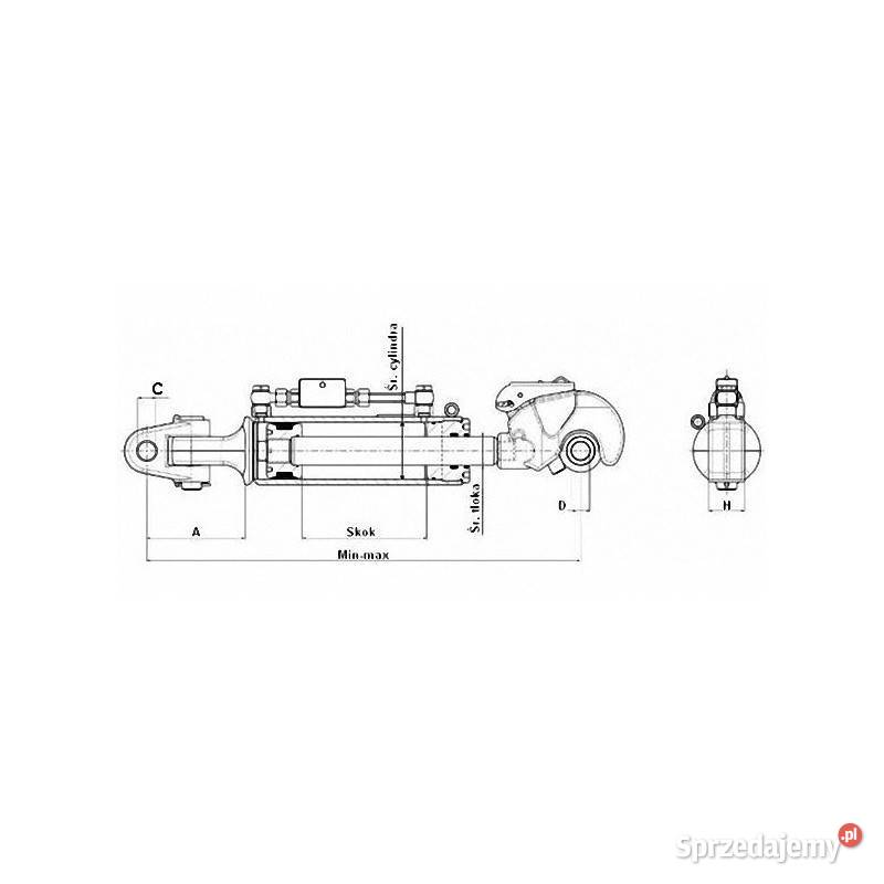 Łącznik hydrauliczny kat 3 680945 mm z główką Kamionna