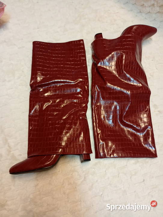41 bordowe teksturowane Kozaki kowbojki 26cm sprzedam