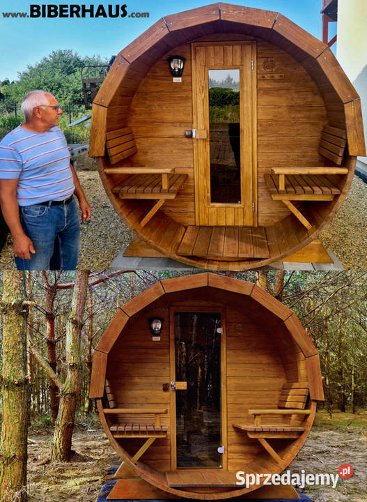 SAUNA Ogrodowa 300 PRZEDSIONEK zew Beczka 500L Nowy Targ