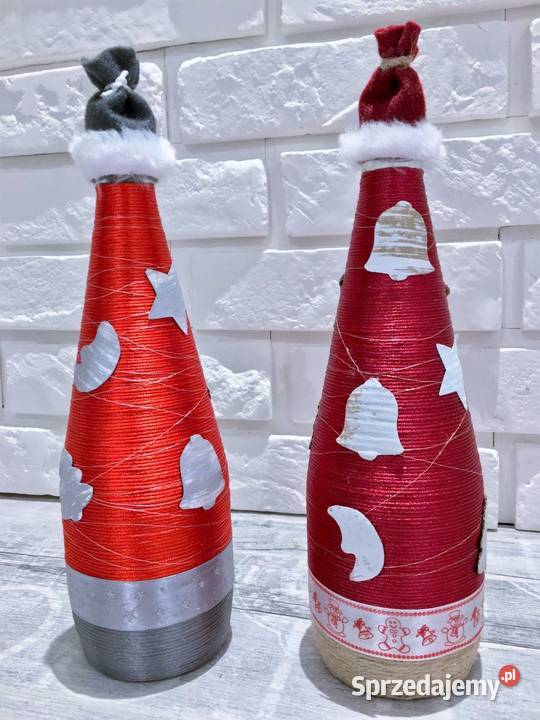 Butelka ręcznie zdobiona Boże Narodzenie Cherry Dekoracje i ozdoby śląskie Katowice sprzedam