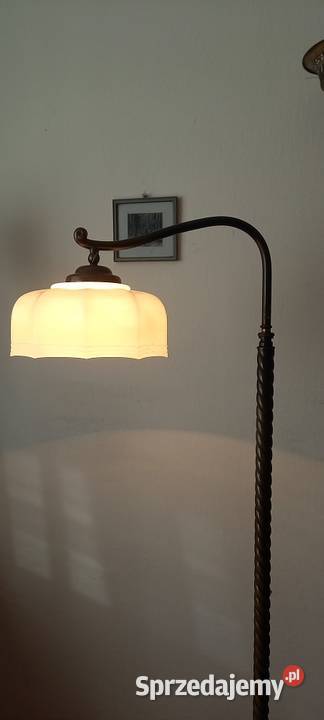 Stara mosiężna lampa z ruchomym ramieniem Klosz Skierniewice sprzedam