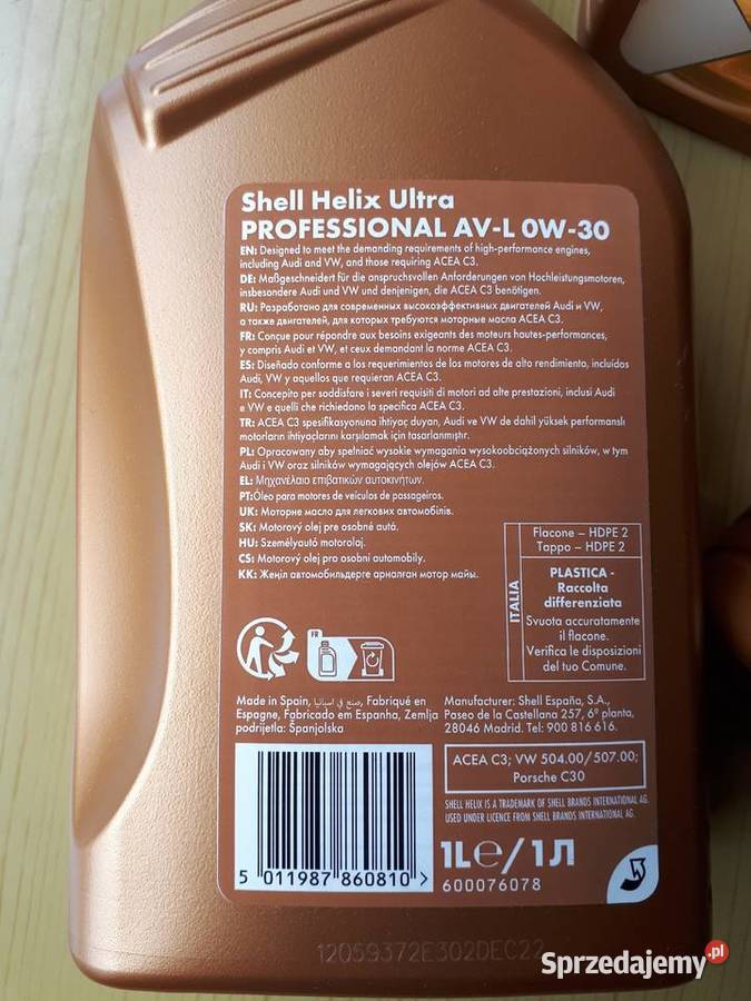 Shell helix ultra professional avl 0w30 śląskie Lgota sprzedam