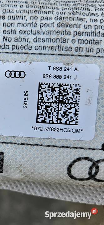 AUDI TT 8S8 AIRBAG PODUSZKA POWIETRZNA FOTELA Części samochodowe
