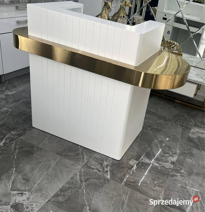 Biała złota recepcja lada do gabinetu do salonu