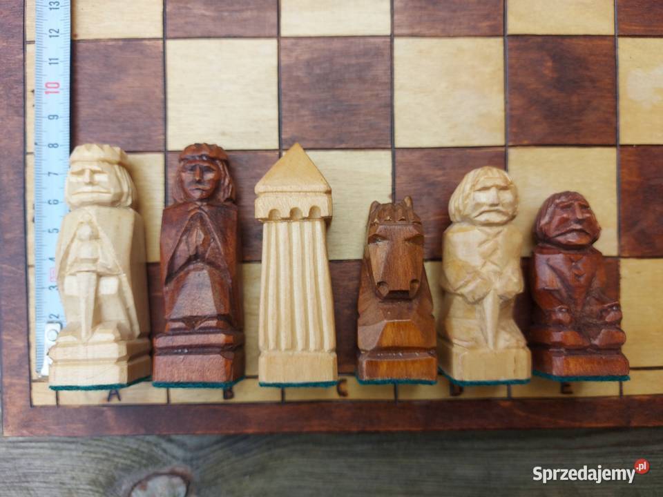 Drewniane rzeźbione szachy 37x37 Wiek od 4 Sosnowiec