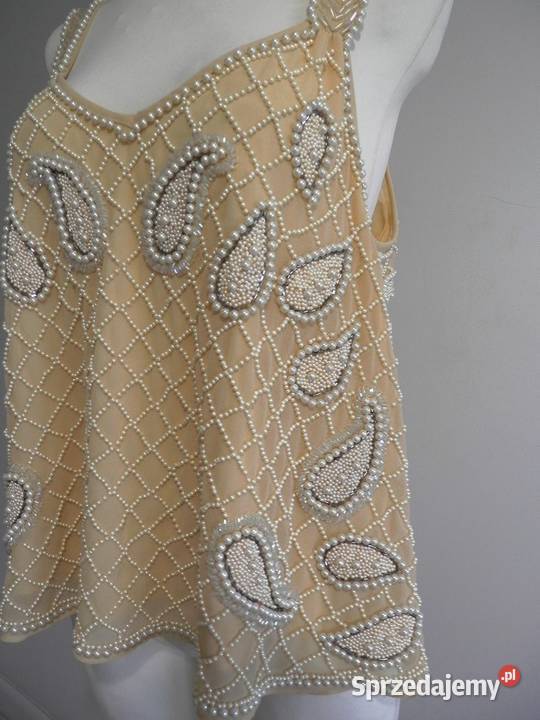 Bluzka Wieczorowa Imprezowa Balowa Kremowa Łomża