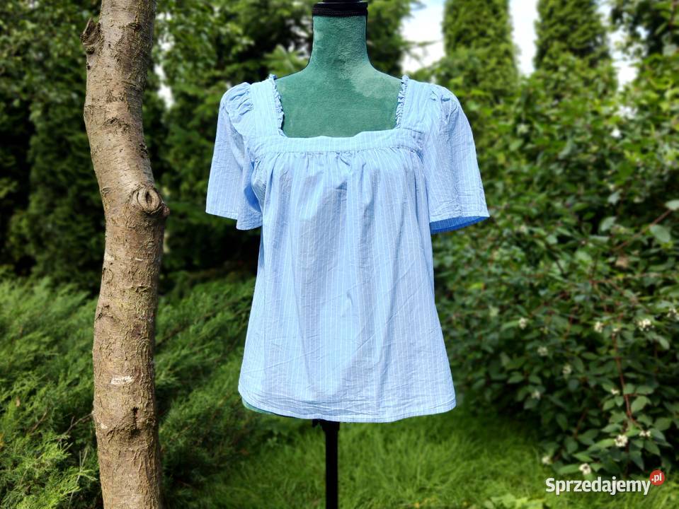 Niebieska bluzka w paski M 38 bawełna My
