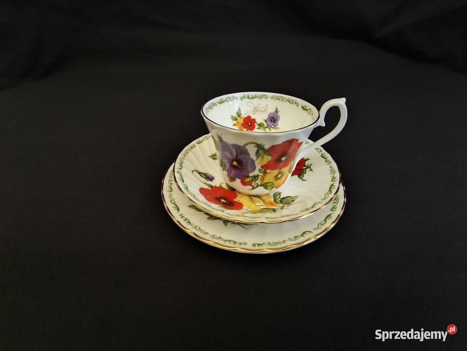 Zestaw kawowy trio angielskie Royal Kwiecień lubelskie Chełm