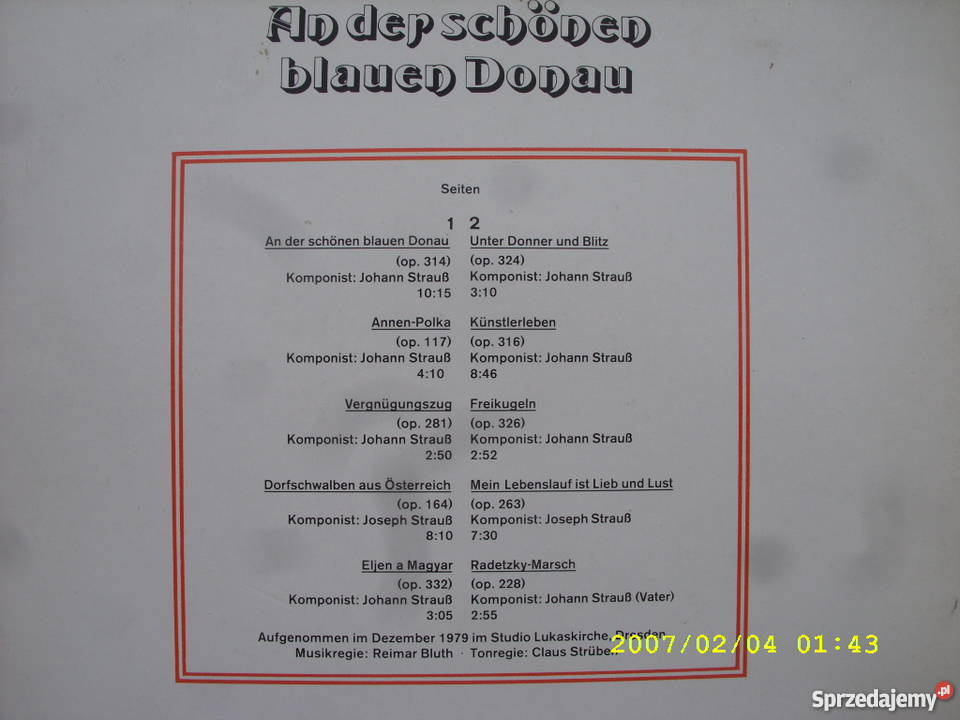 Dance LP AN DER SCHONEN BLAUEN DONAU płyta winylowa Wołów sprzedam