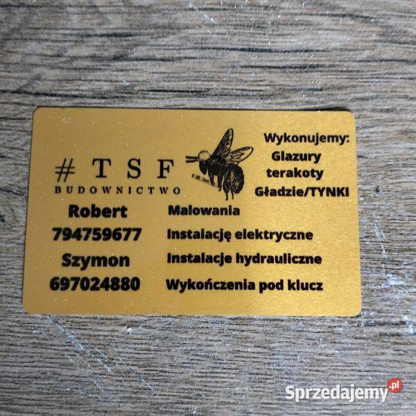 aluminiowe wizytówki w złotym kolorze Biznes i Przemysł Nowy Targ sprzedam