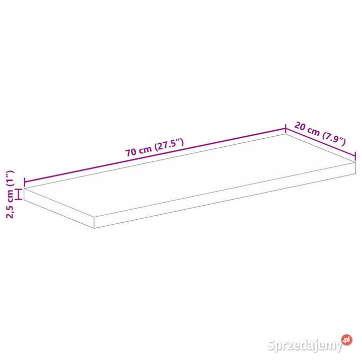 Blat stołu 70x20x25 prostokątny lite drewno Warszawa