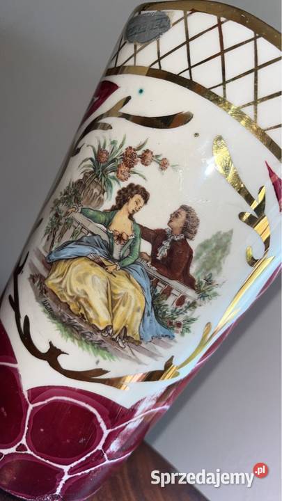 Wazon ręcznie zdobiony sceną dworską z jednej Gdańsk