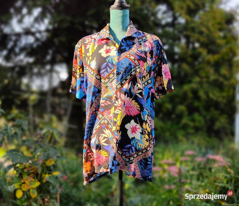 Koszula męska luźna M L czarna wzór orientalny Odzież codzienna Szczecin