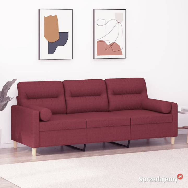 3osobowa sofa z poduszkami winna czerwień 180 Warszawa
