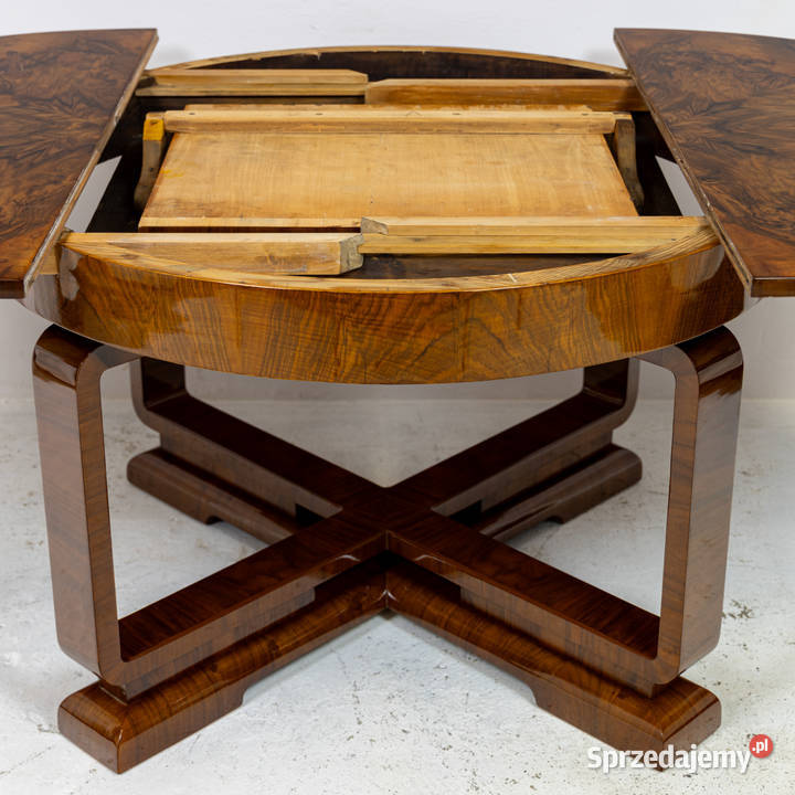Stół okrągły art deco rozkładany orzech Swarzędz sprzedam