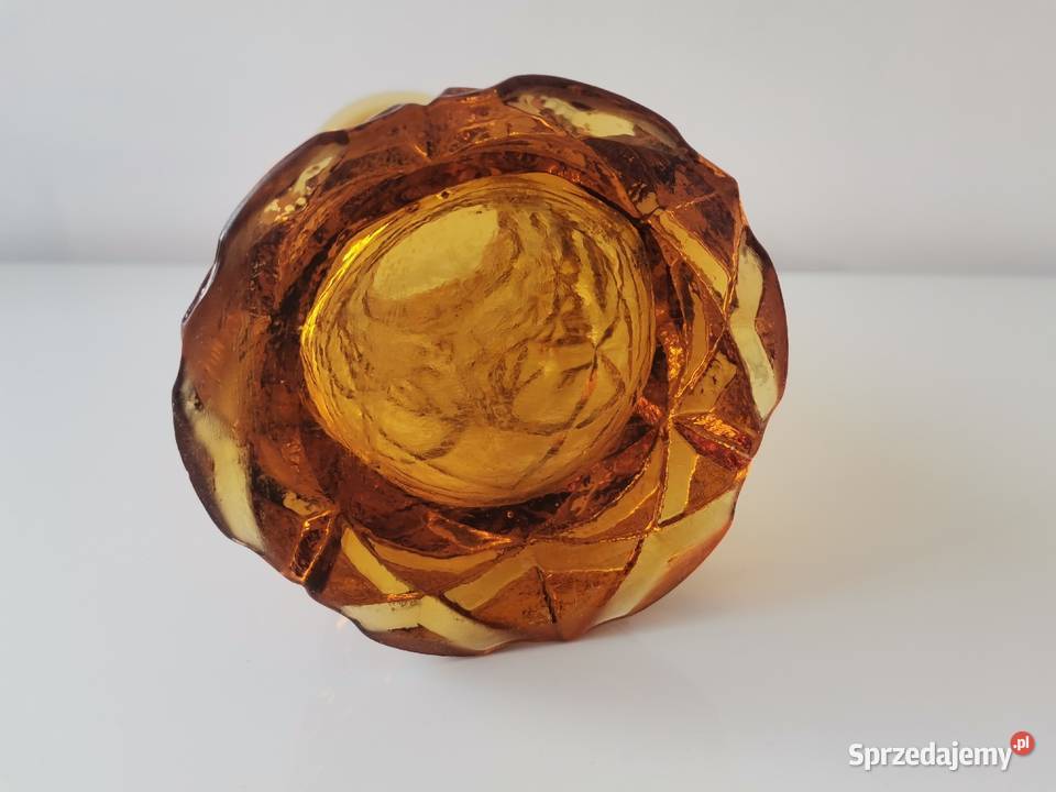 Stary duży wazon szkło miodowe HSG Hortensja Katowice sprzedam