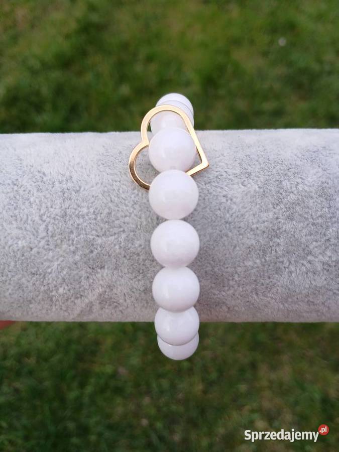 Bransoletka damska Agat biały z sercem Bransoletki Kielce