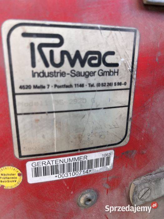 Odkurzacz Ruwac DS 2520 do pyłów trocin wiórów Tuliszków sprzedam