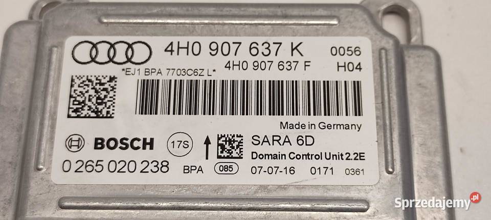 AUDI A8 D4 CZUJNIK PRZYŚPIESZENIA 4H0907637K osobowe