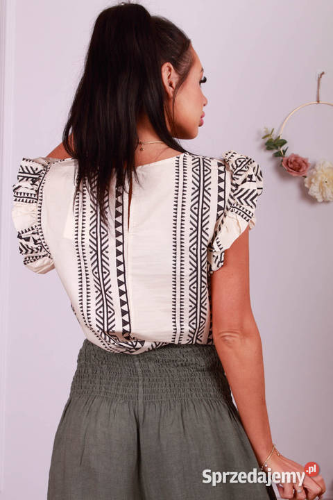 bluzka satynowa z printem Blue Royal czarny sprzedam